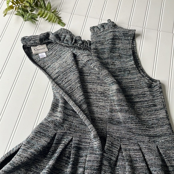 Anthropologie ganni tweed dress blue grey mock neck sleeveless - Picture 12 of 13